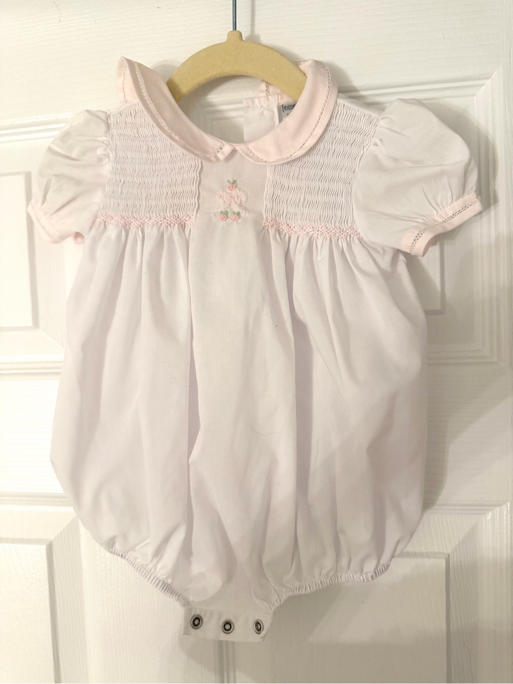 Classic Pink Smocked Baby One-Piece